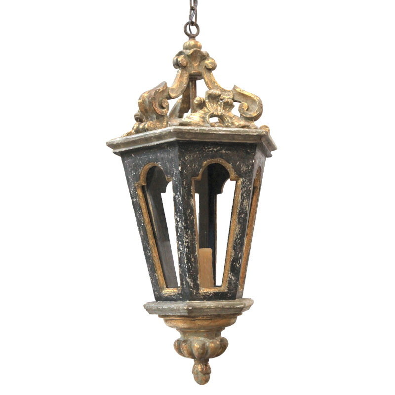 Bruges Lantern Pendant Lamp - Vintage French Quarter Wood Chandelier