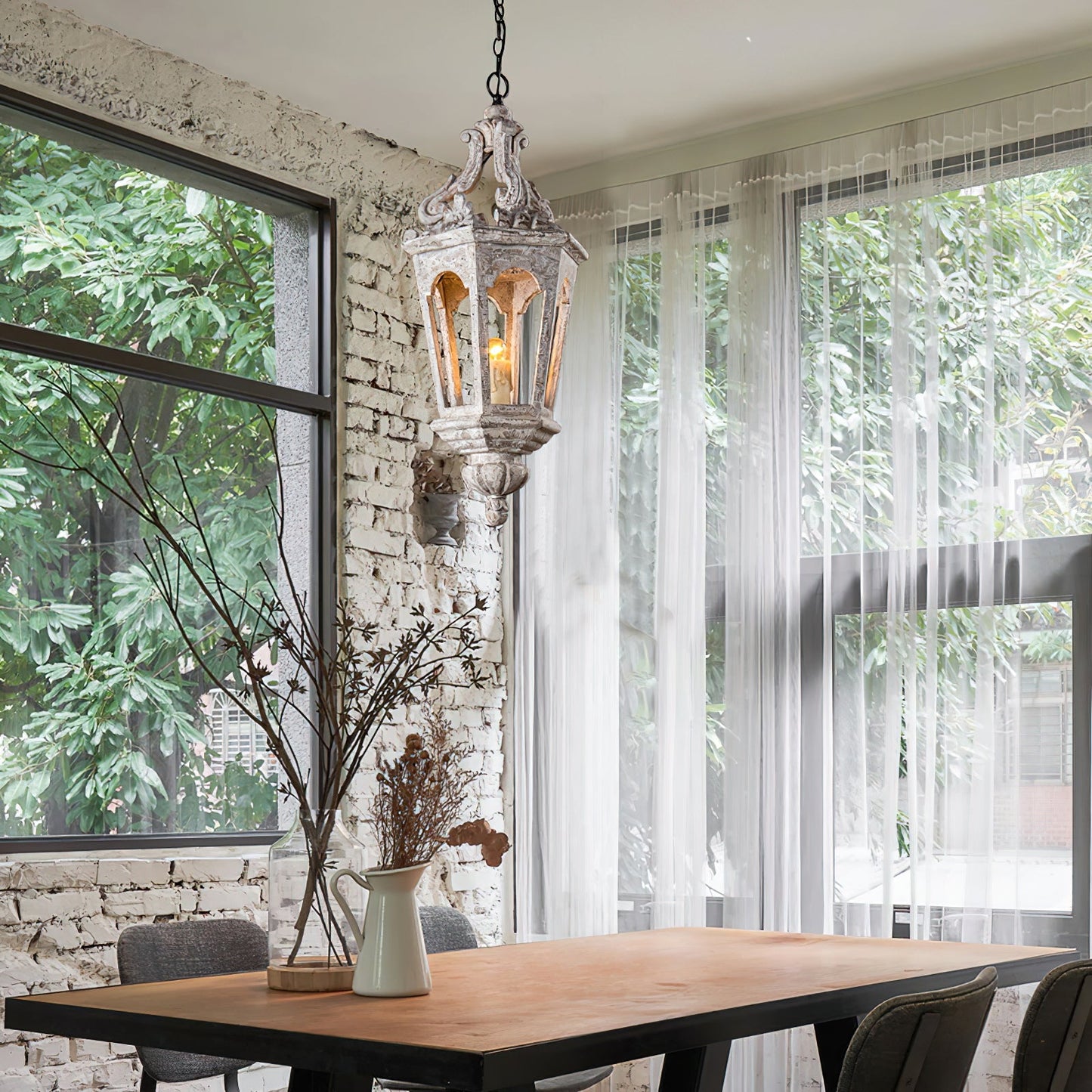 Bruges Lantern Pendant Lamp - Vintage French Quarter Wood Chandelier