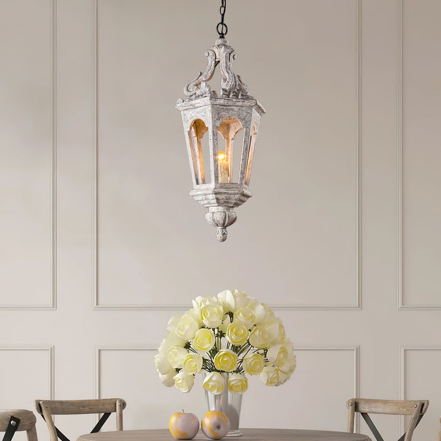 Bruges Lantern Pendant Lamp - Vintage French Quarter Wood Chandelier