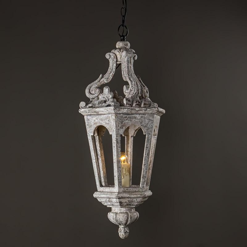 Bruges Lantern Pendant Lamp - Vintage French Quarter Wood Chandelier