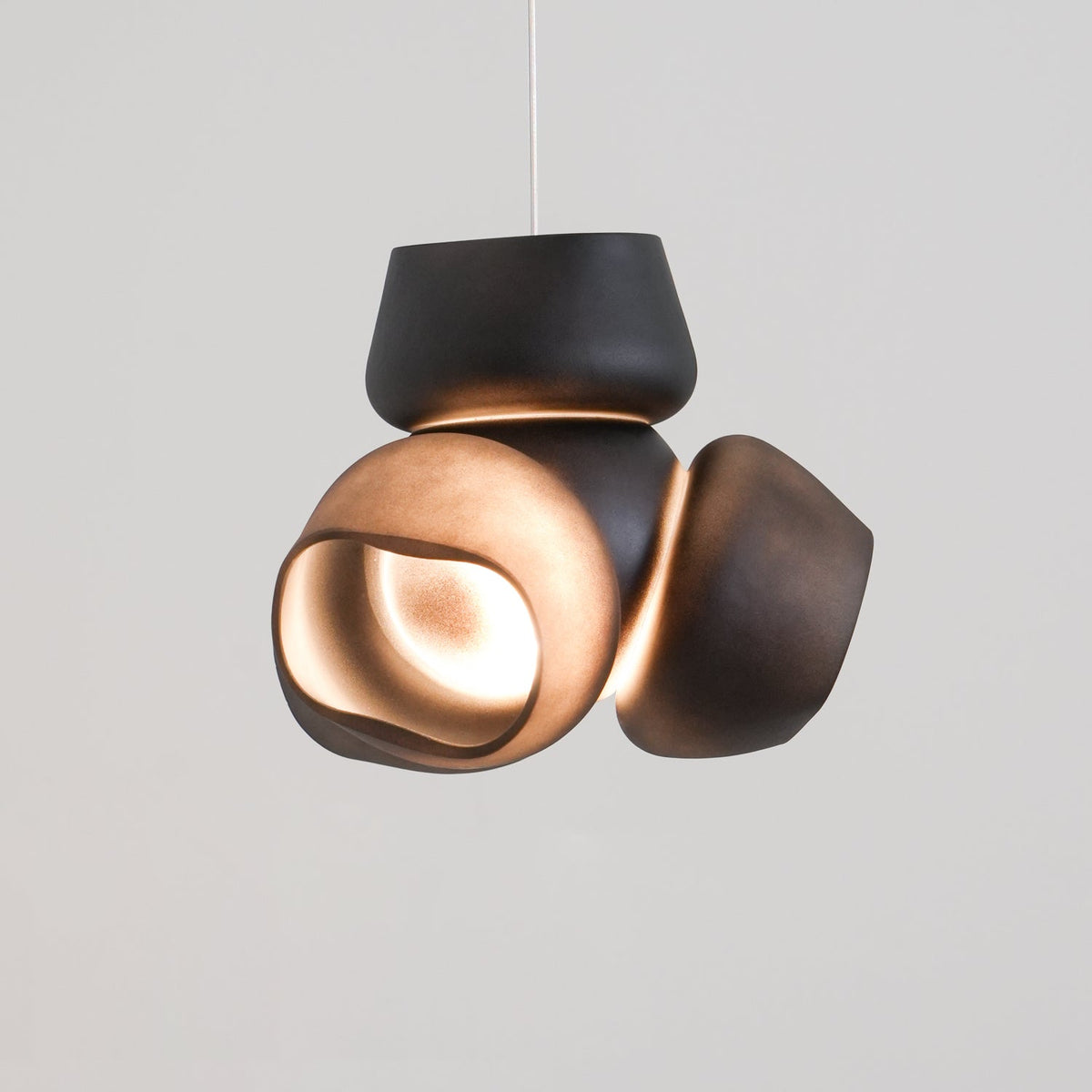 Process Glass Pendant Light - Modern Hand-Blown Opal Glass & Basket Shade