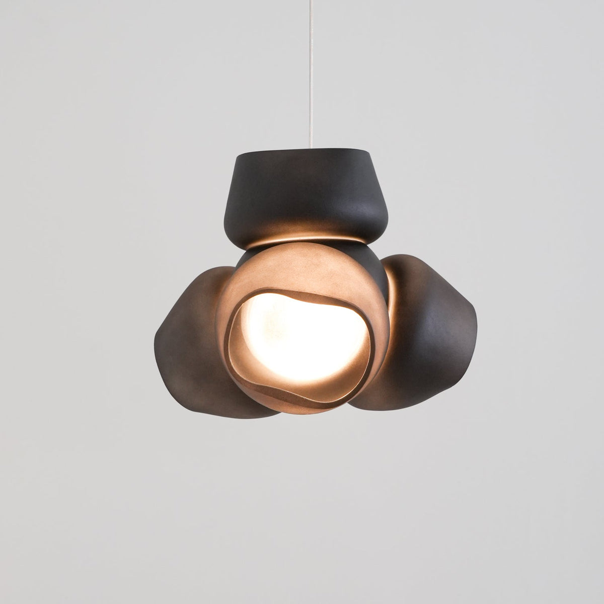 Process Glass Pendant Light - Modern Hand-Blown Opal Glass & Basket Shade