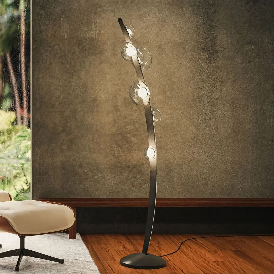 Bubbles Glass Floor Lamp - Iridescent Dew Drop LED Standing Light
