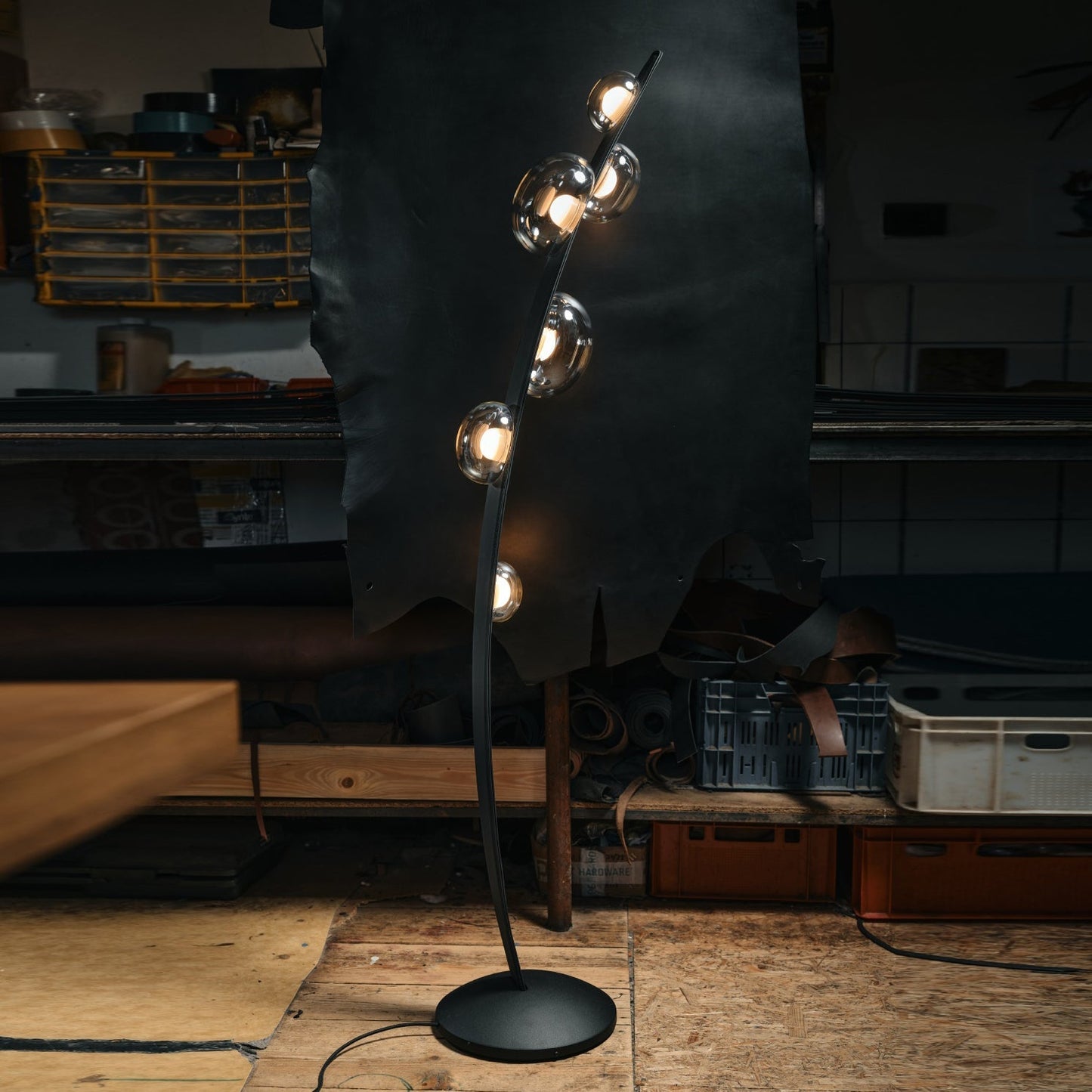 Bubbles Glass Floor Lamp - Iridescent Dew Drop LED Standing Light