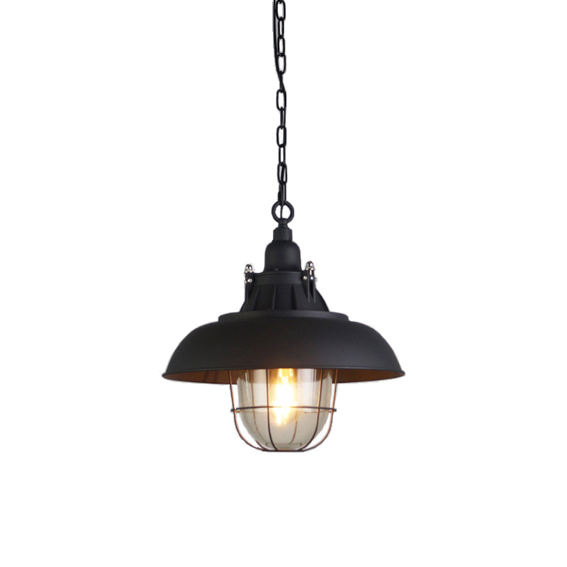Bulkhead Cage Pendant Light - Industrial Nautical Aluminum Glass Sconce