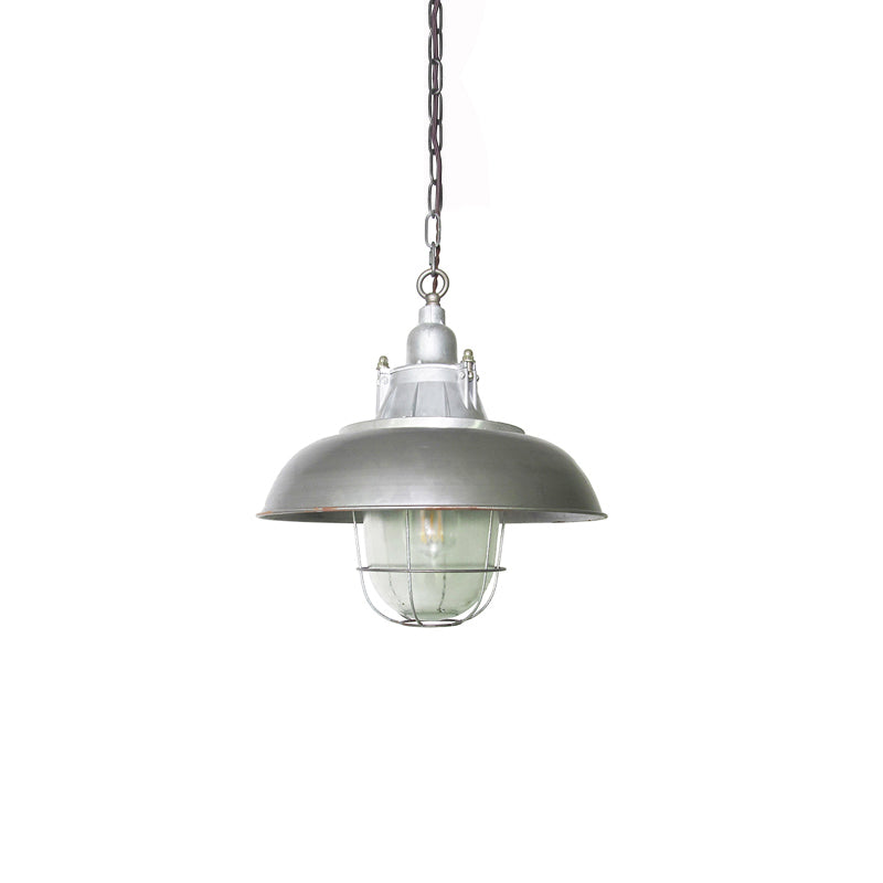 Bulkhead Cage Pendant Light - Industrial Nautical Aluminum Glass Sconce