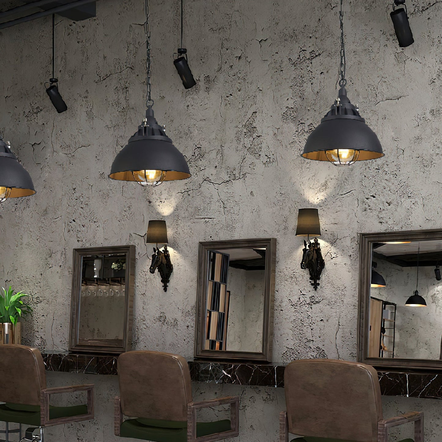 Bulkhead Cage Pendant Light - Industrial Nautical Aluminum Glass Sconce