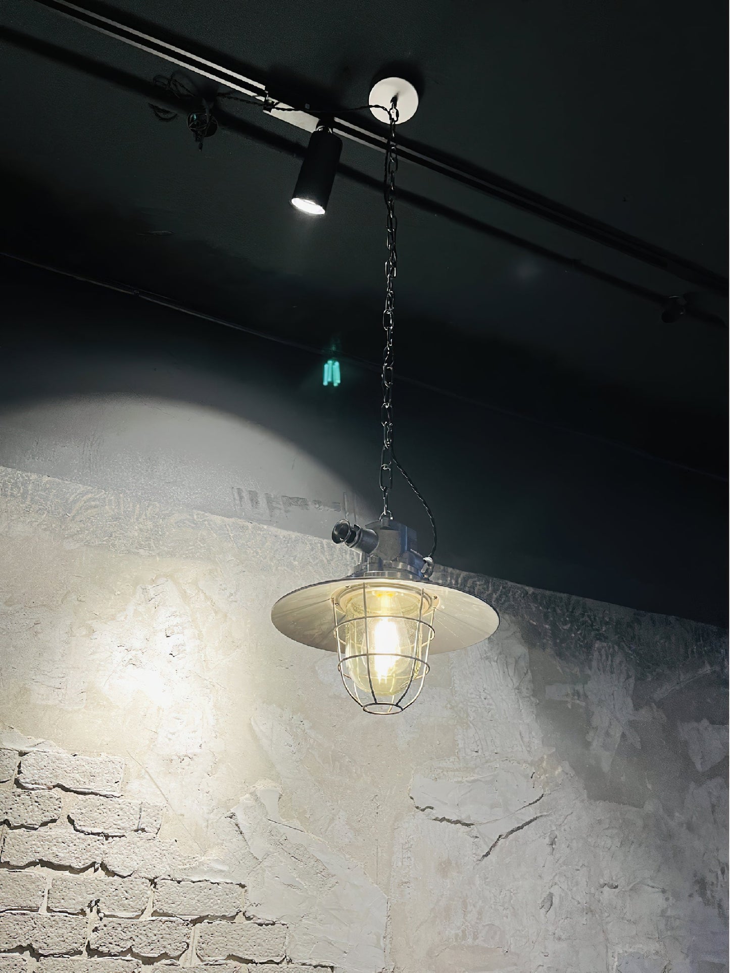 Bulkhead Cage Pendant Light - Industrial Nautical Aluminum Glass Sconce