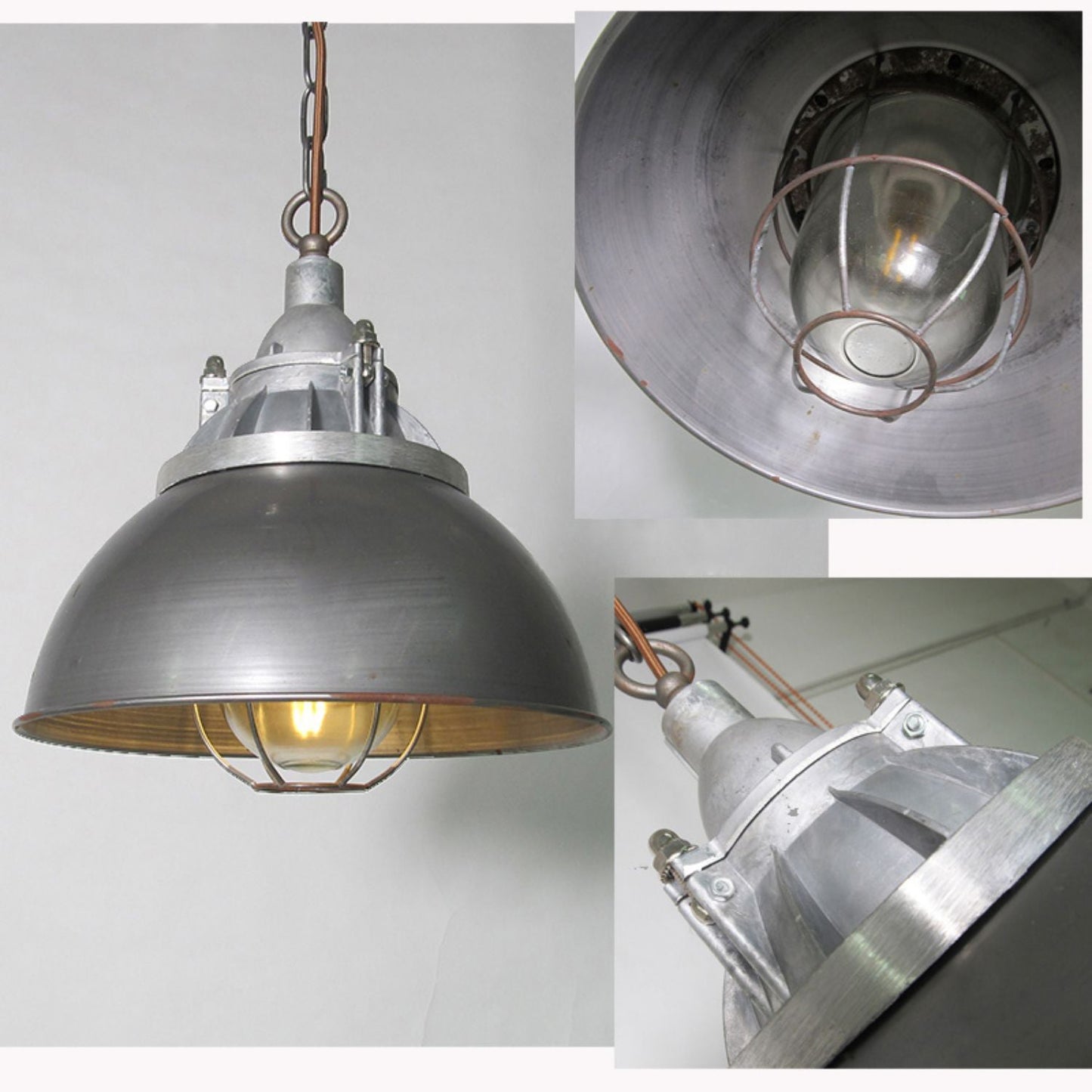 Bulkhead Cage Pendant Light - Industrial Nautical Aluminum Glass Sconce