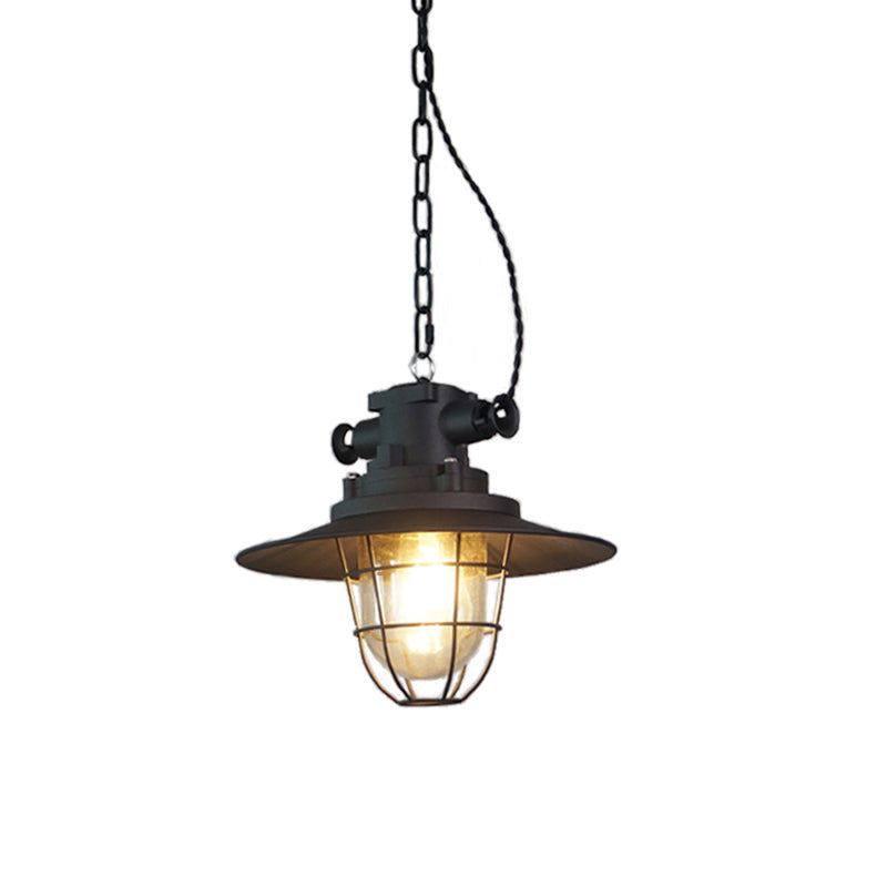 Bulkhead Cage Pendant Light - Industrial Nautical Aluminum Glass Sconce
