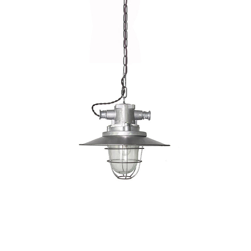 Bulkhead Cage Pendant Light - Industrial Nautical Aluminum Glass Sconce