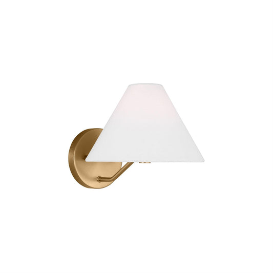 Burke Sconce - Mid-Century Modern Brass Wall Light with Fabric Shade