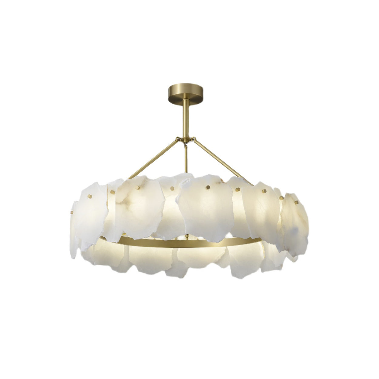 Burton Alabaster Chandelier - Postmodern Brass & Natural Stone LED Luxury Light