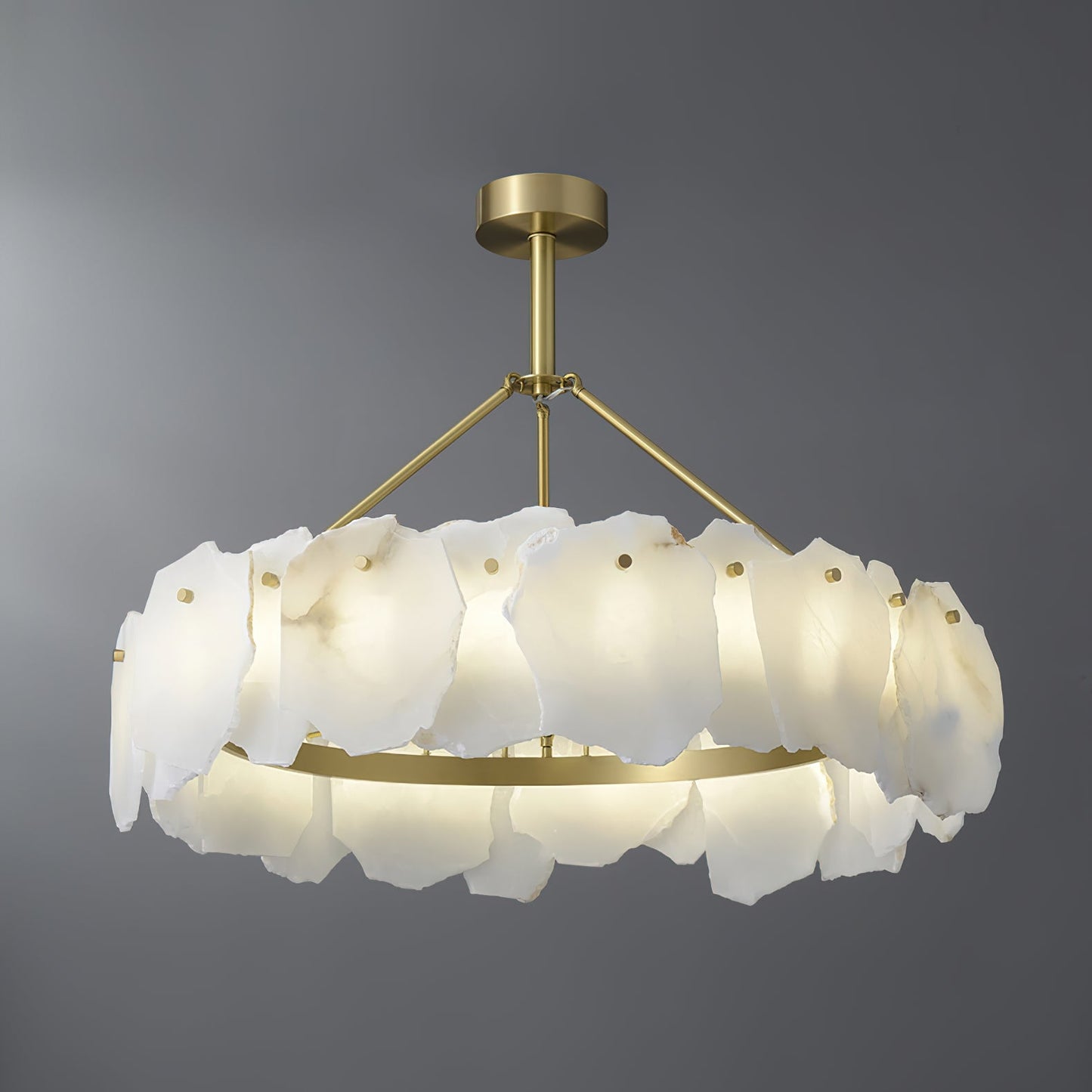 Burton Alabaster Chandelier - Postmodern Brass & Natural Stone LED Luxury Light