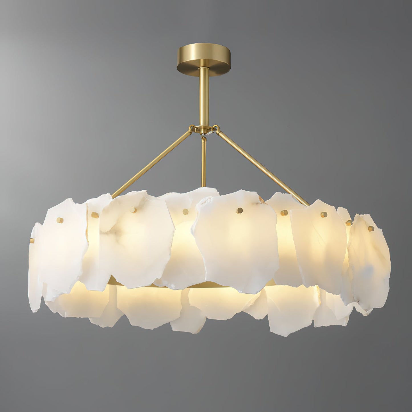 Burton Alabaster Chandelier - Postmodern Brass & Natural Stone LED Luxury Light