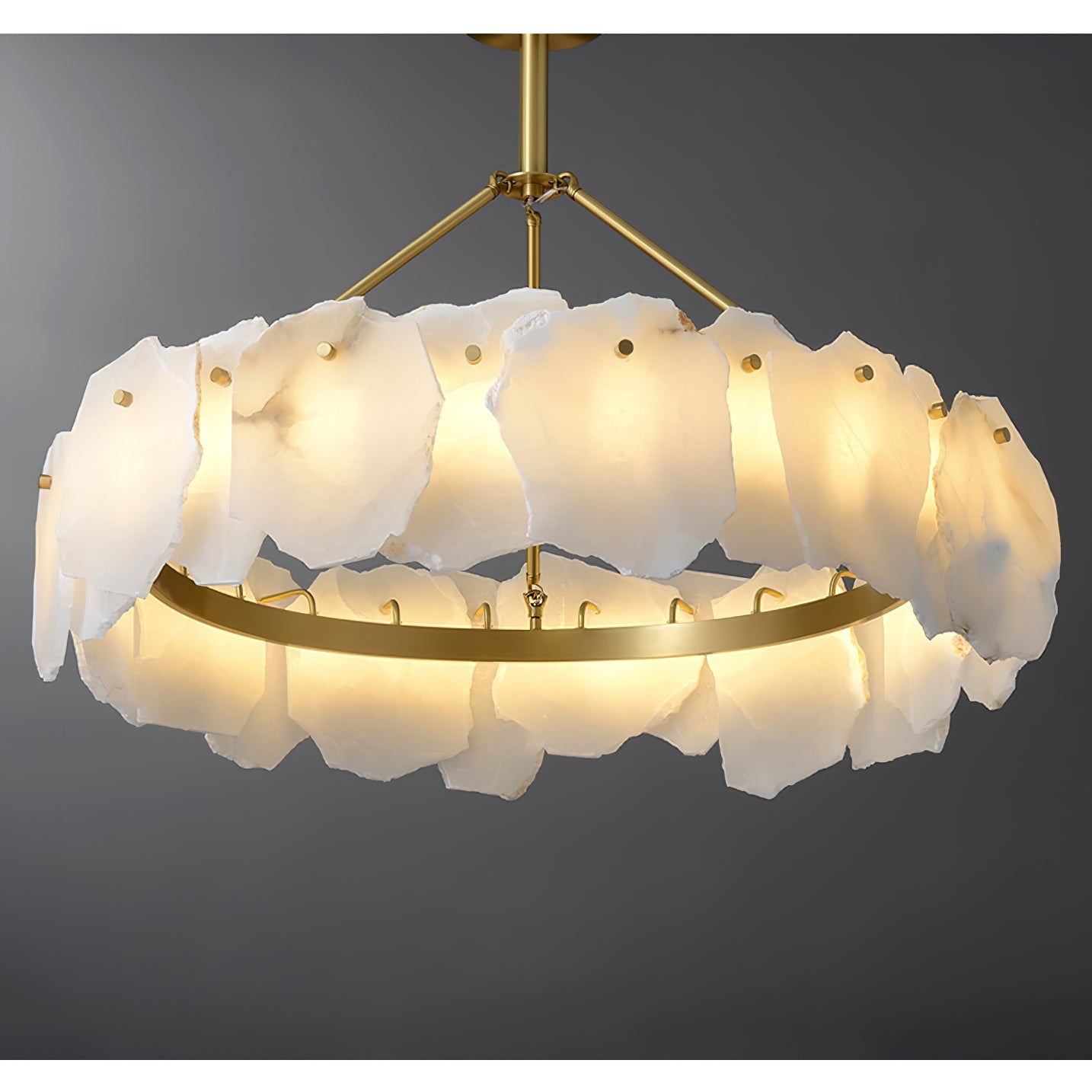 Burton Alabaster Chandelier - Postmodern Brass & Natural Stone LED Luxury Light