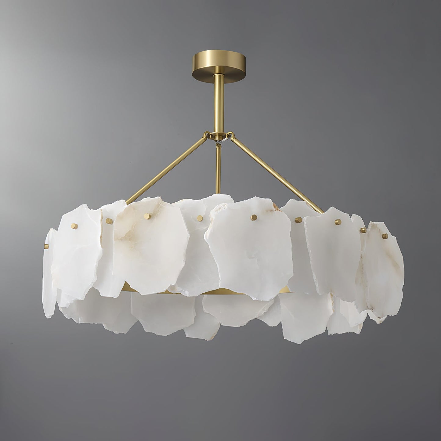 Burton Alabaster Chandelier - Postmodern Brass & Natural Stone LED Luxury Light