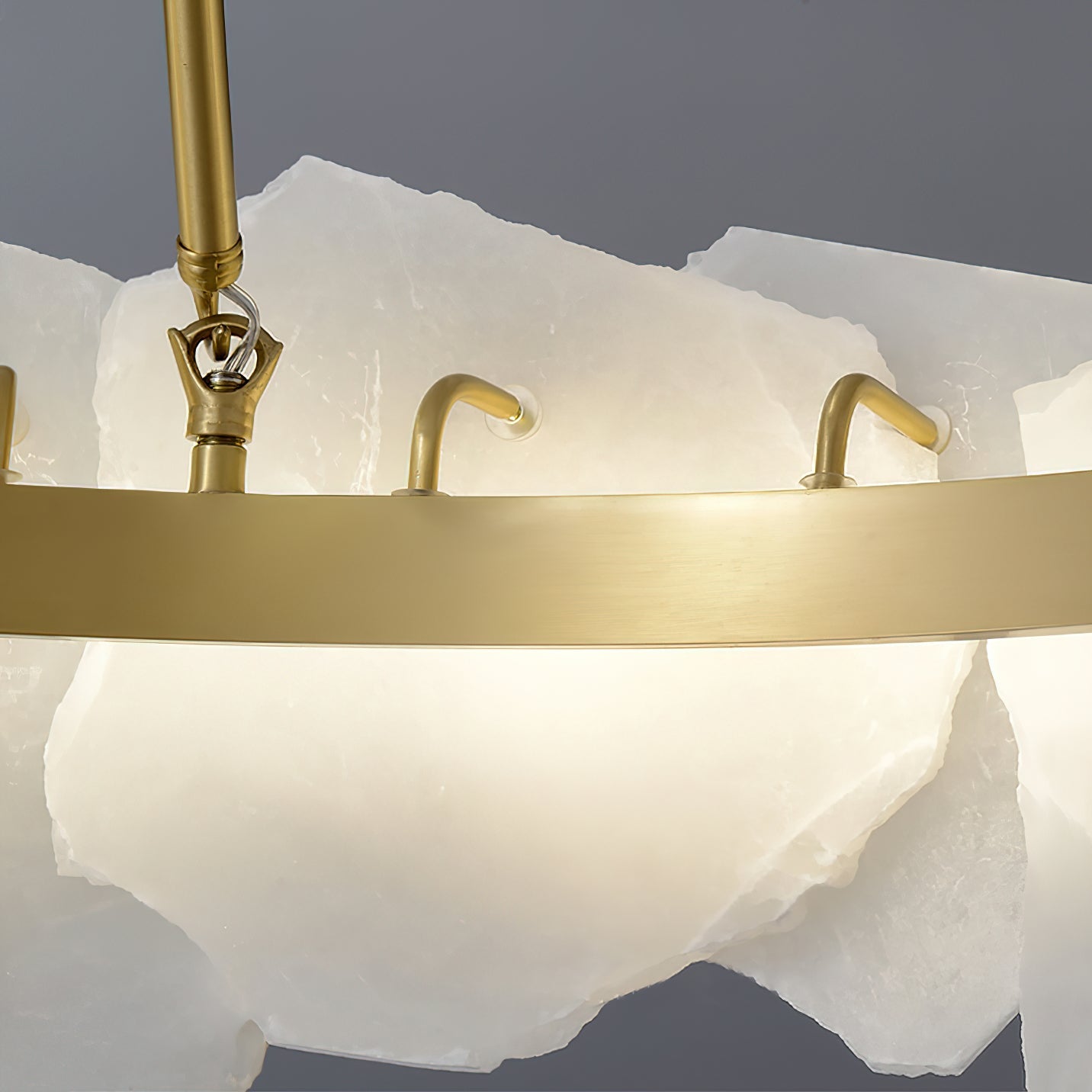Burton Alabaster Chandelier - Postmodern Brass & Natural Stone LED Luxury Light