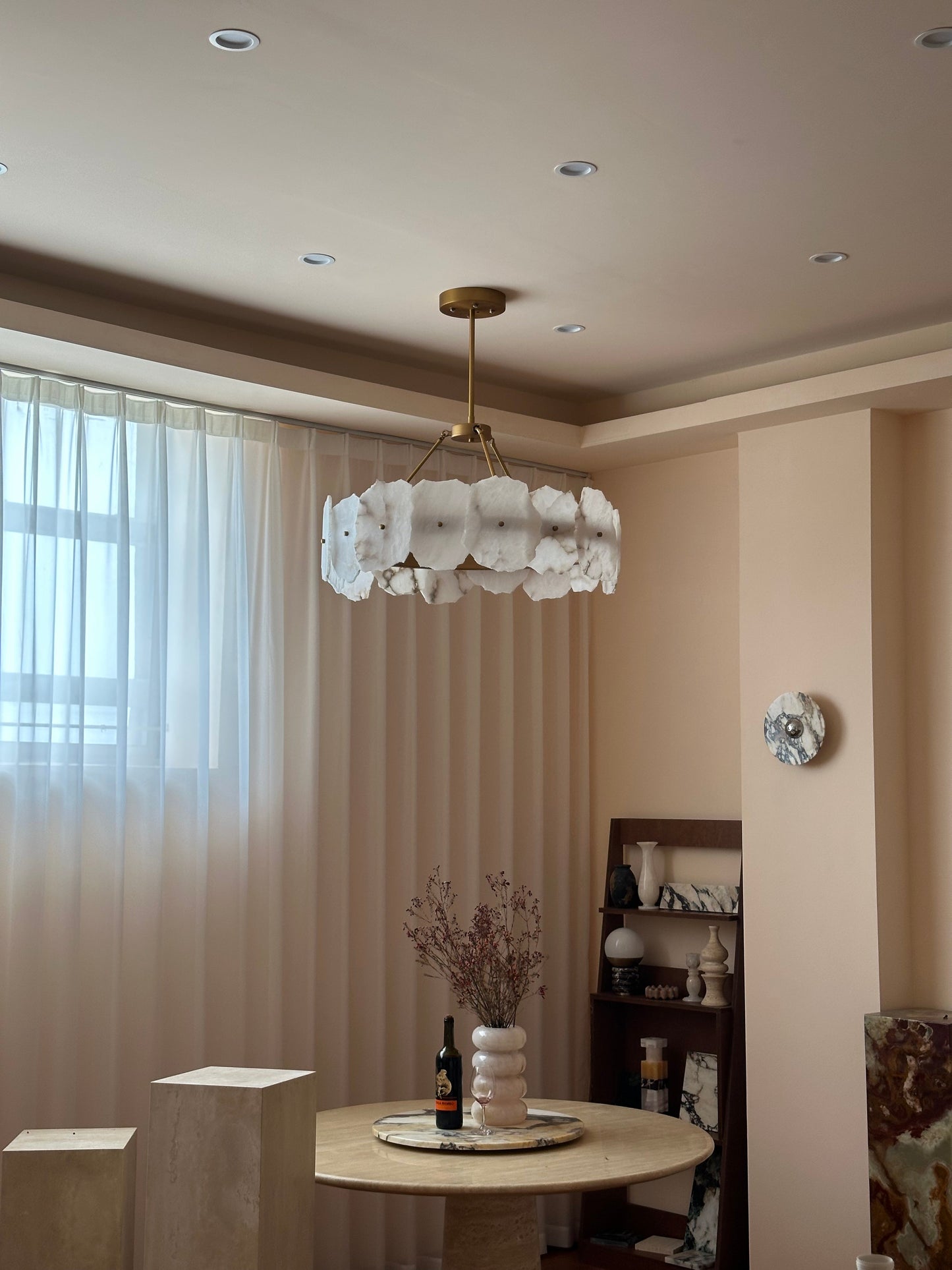 Burton Alabaster Chandelier - Postmodern Brass & Natural Stone LED Luxury Light