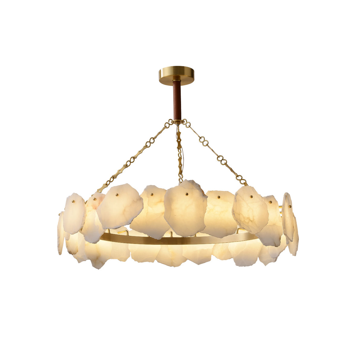 Burton Marble Round Chandelier - Luxury Natural Stone & Brass LED Pendant