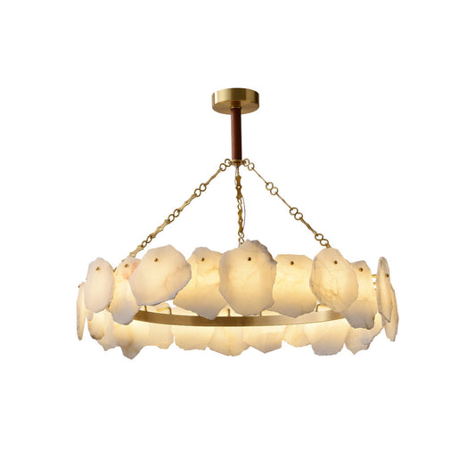 Burton Marble Round Chandelier - Luxury Natural Stone & Brass LED Pendant