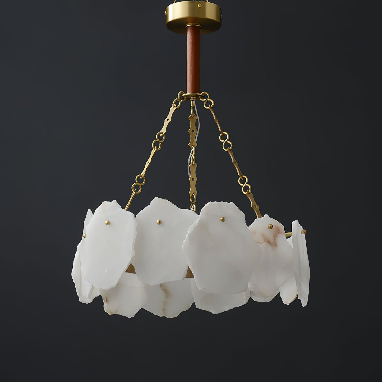 Burton Marble Round Chandelier - Luxury Natural Stone & Brass LED Pendant
