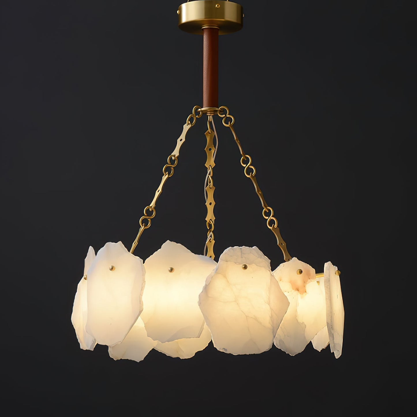 Burton Marble Round Chandelier - Luxury Natural Stone & Brass LED Pendant