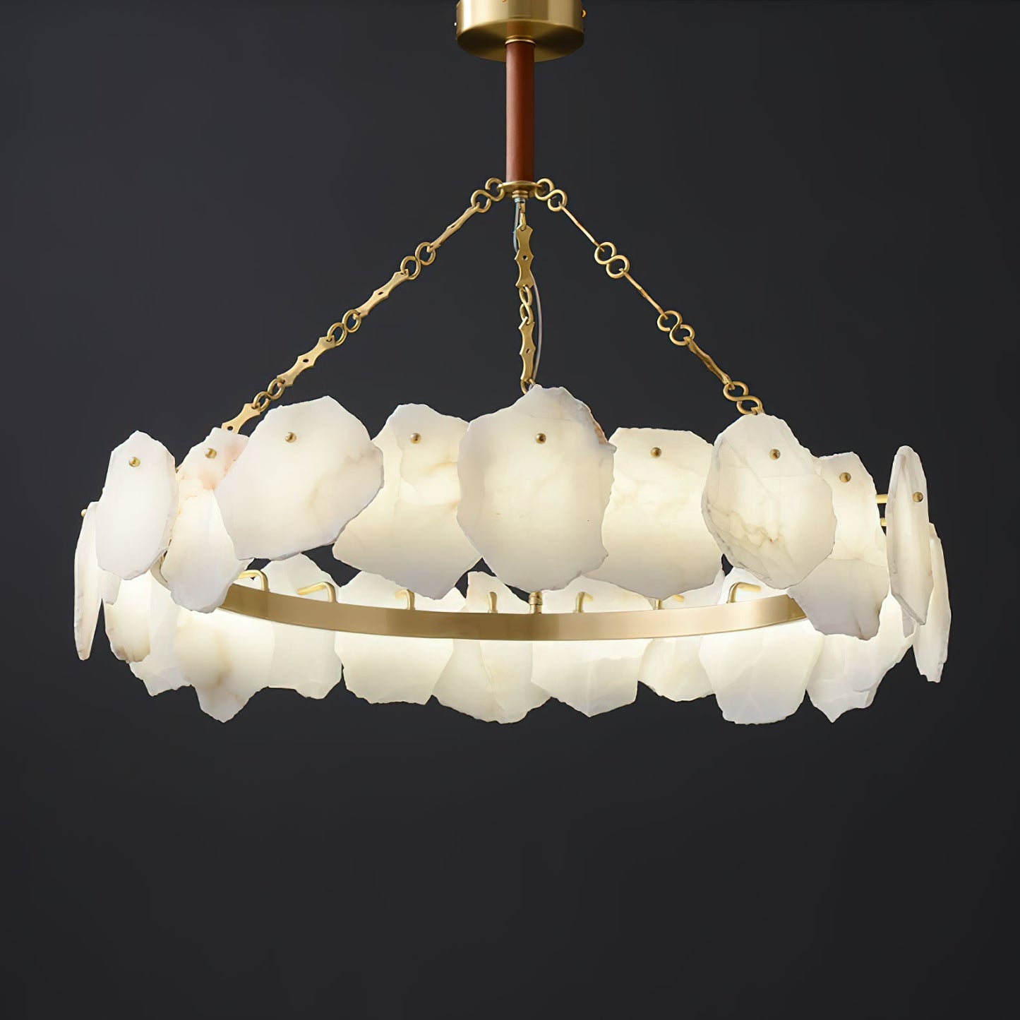 Burton Marble Round Chandelier - Luxury Natural Stone & Brass LED Pendant