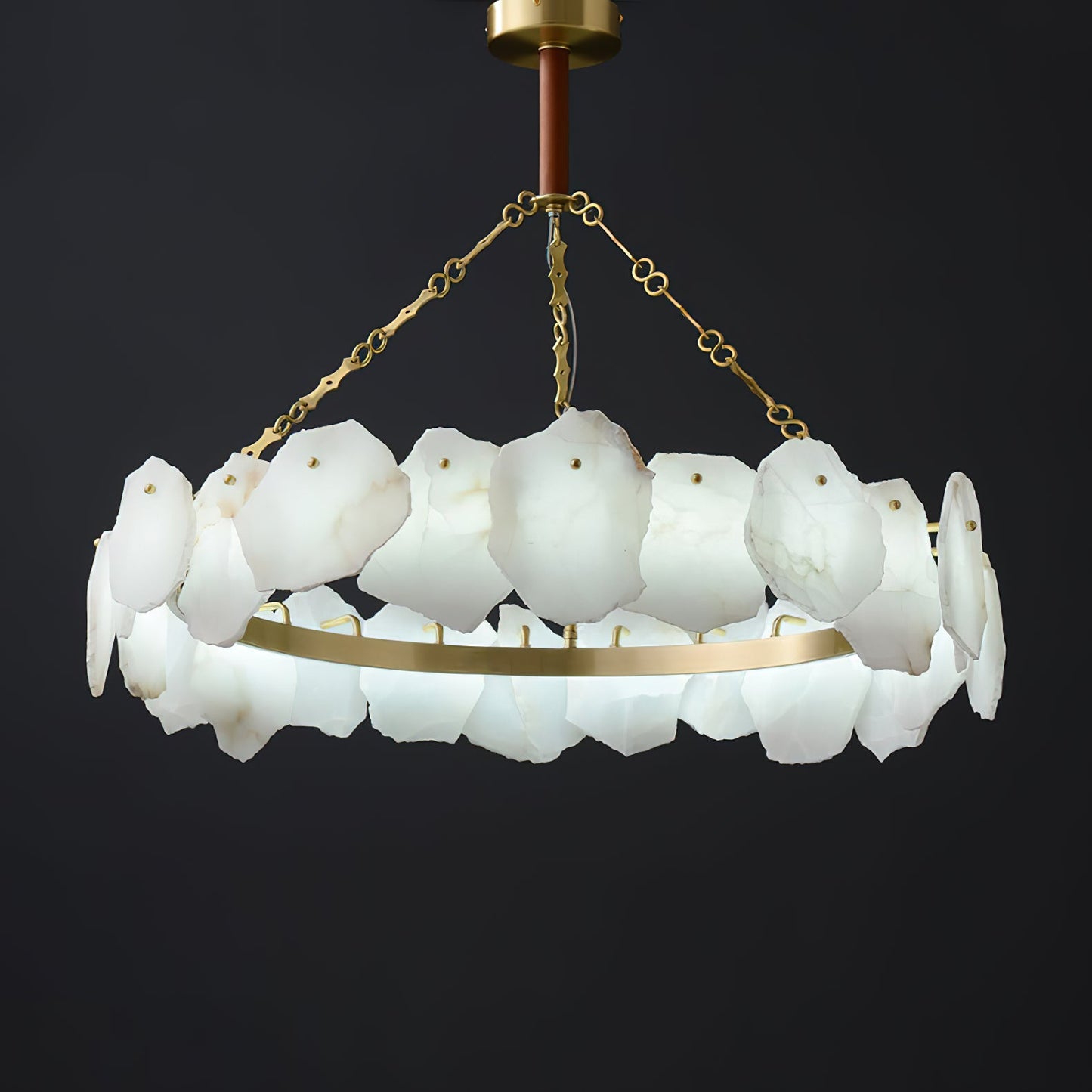 Burton Marble Round Chandelier - Luxury Natural Stone & Brass LED Pendant