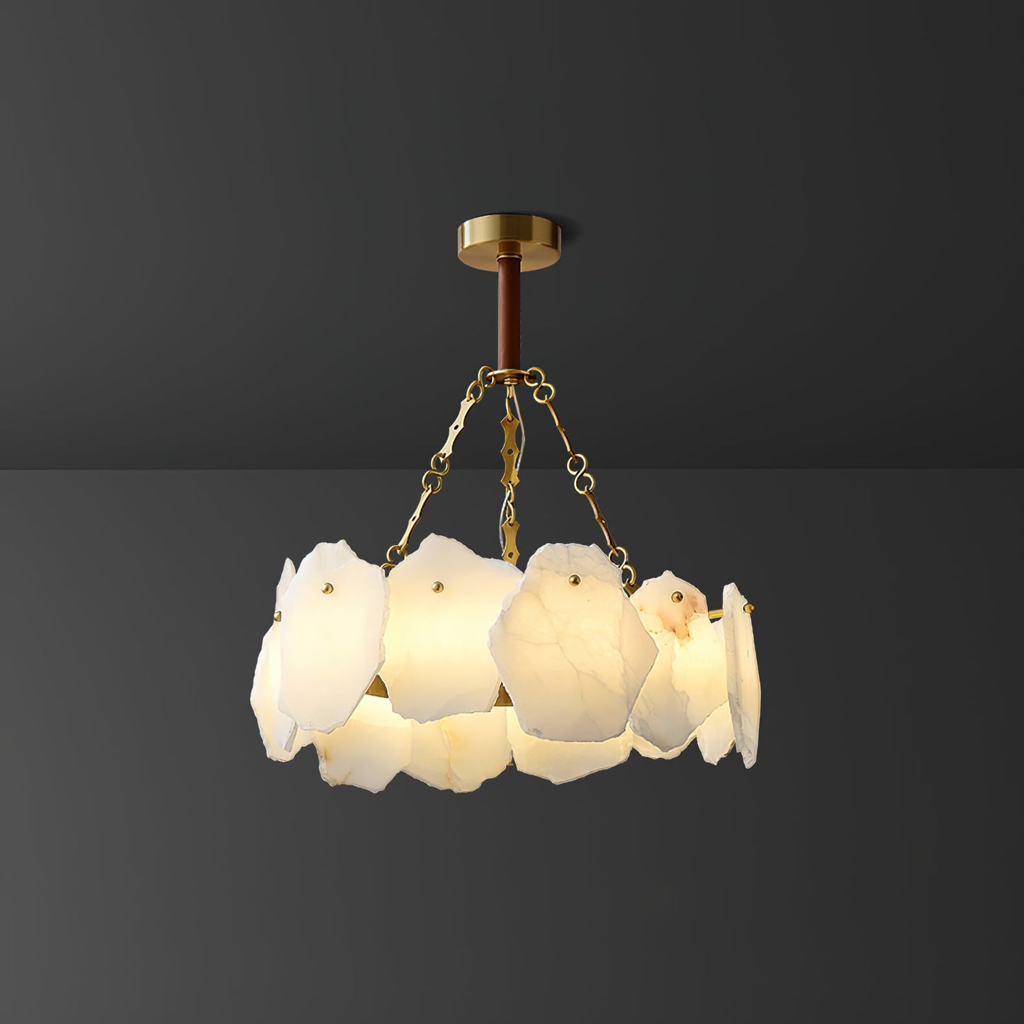 Burton Marble Round Chandelier - Luxury Natural Stone & Brass LED Pendant