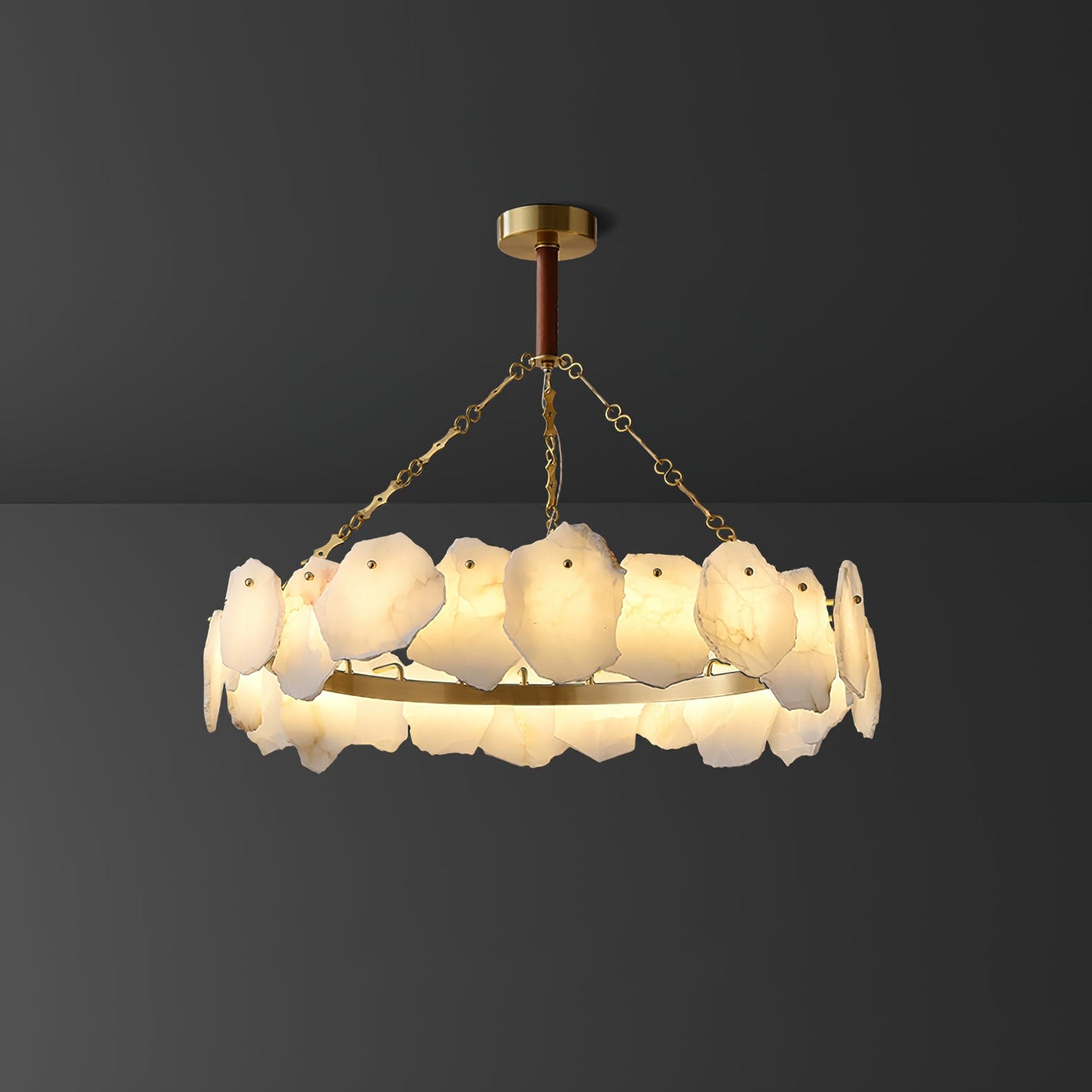 Burton Marble Round Chandelier - Luxury Natural Stone & Brass LED Pendant