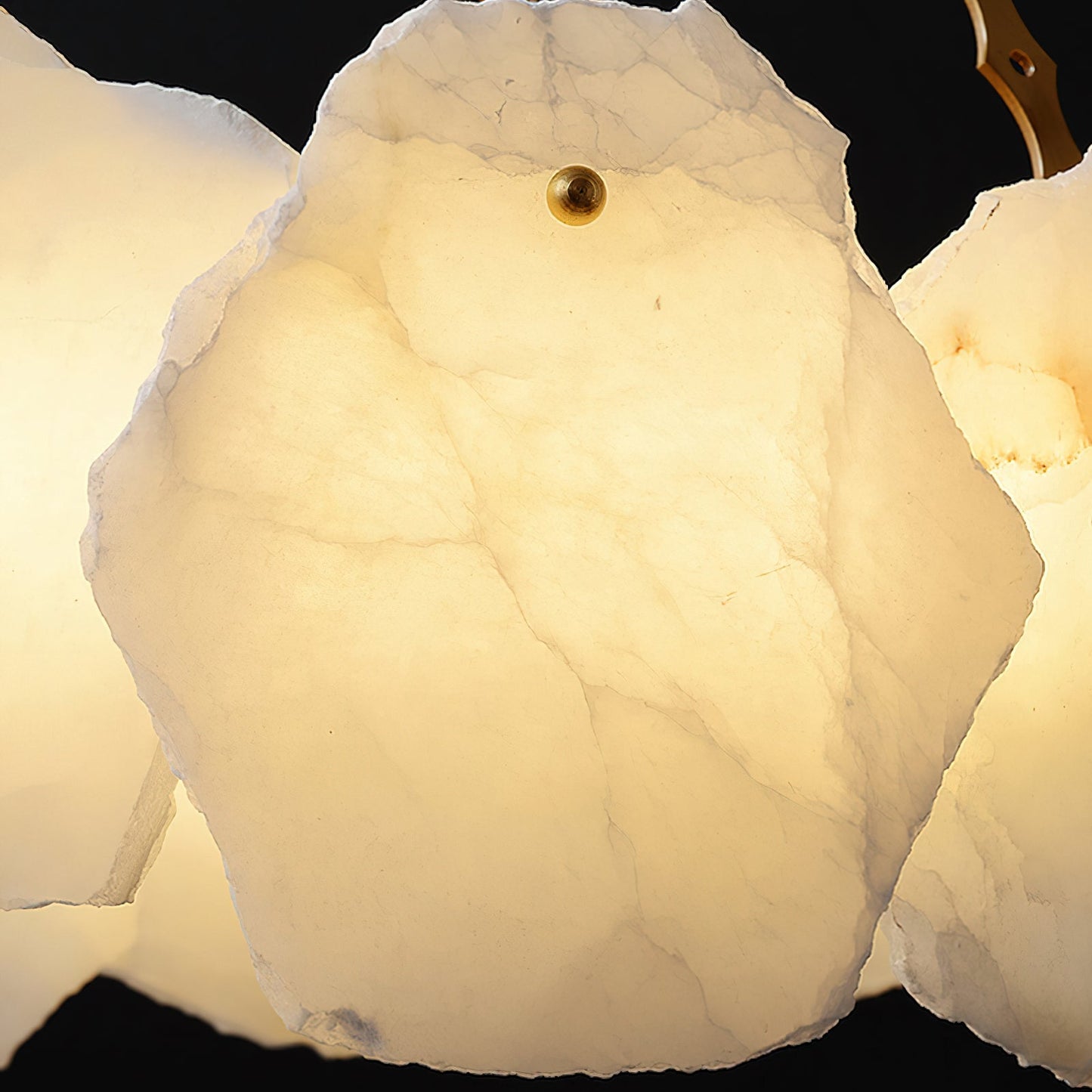 Burton Marble Round Chandelier - Luxury Natural Stone & Brass LED Pendant