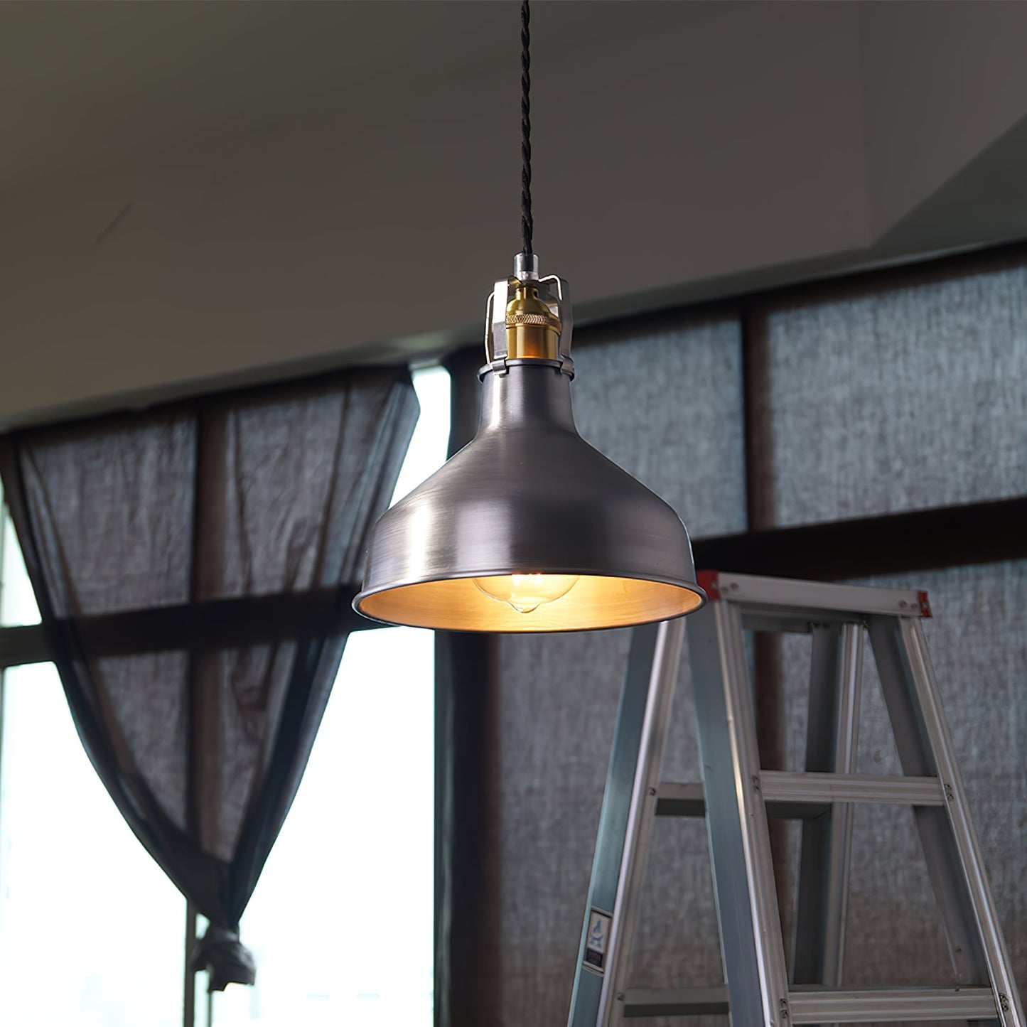 Butte Industrial Pendant Light - Modern Brass & Iron LED Hanging Lamp | BowieLight