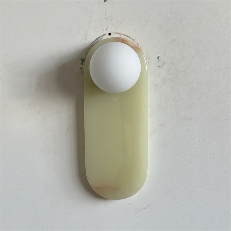 Lucie Jade Wall Lamp - Natural Stone & Glass Mid-Century Sconce