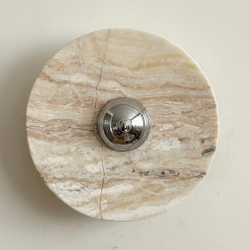 Calacatta Round Marble Wall Sconce – Italian Calacatta Purple Marble & Chrome LED Sconce