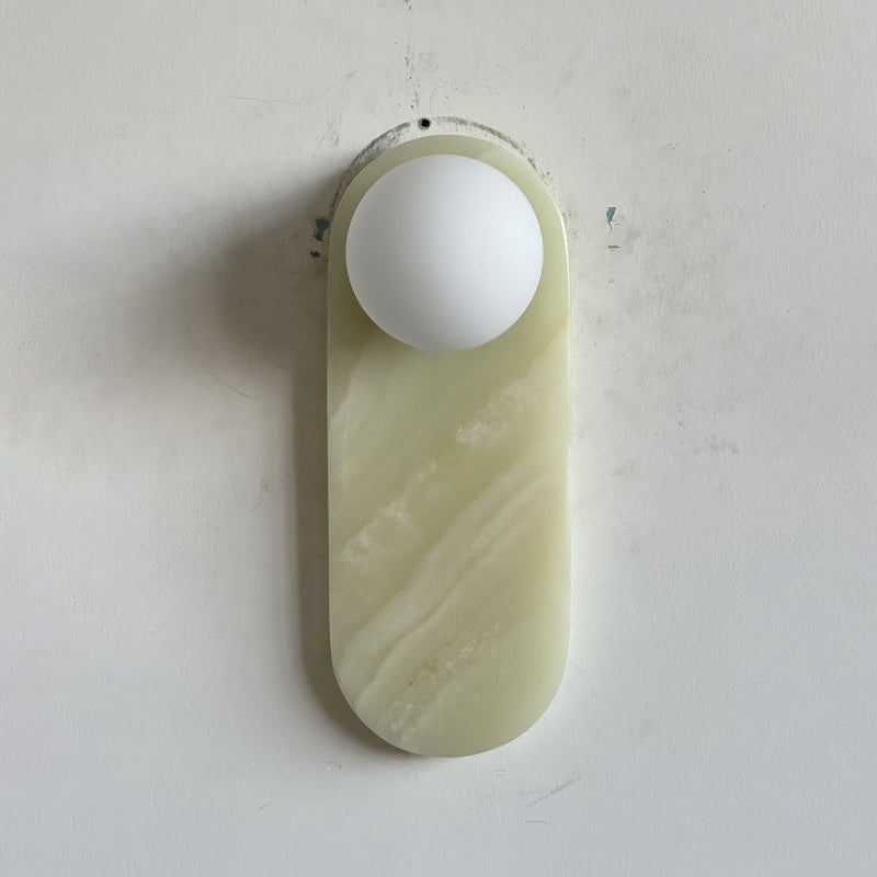 Lucie Jade Wall Lamp - Natural Stone & Glass Mid-Century Sconce