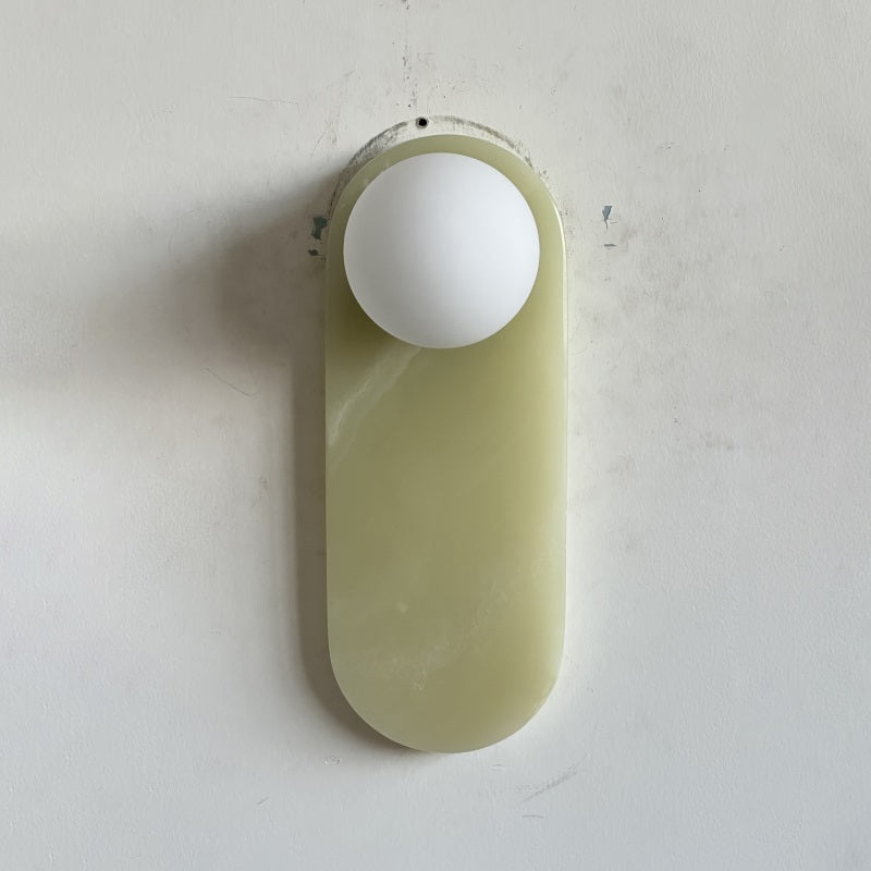 Lucie Jade Wall Lamp - Natural Stone & Glass Mid-Century Sconce
