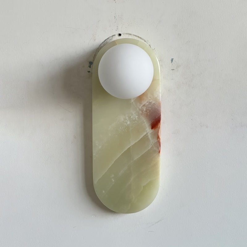 Lucie Jade Wall Lamp - Natural Stone & Glass Mid-Century Sconce