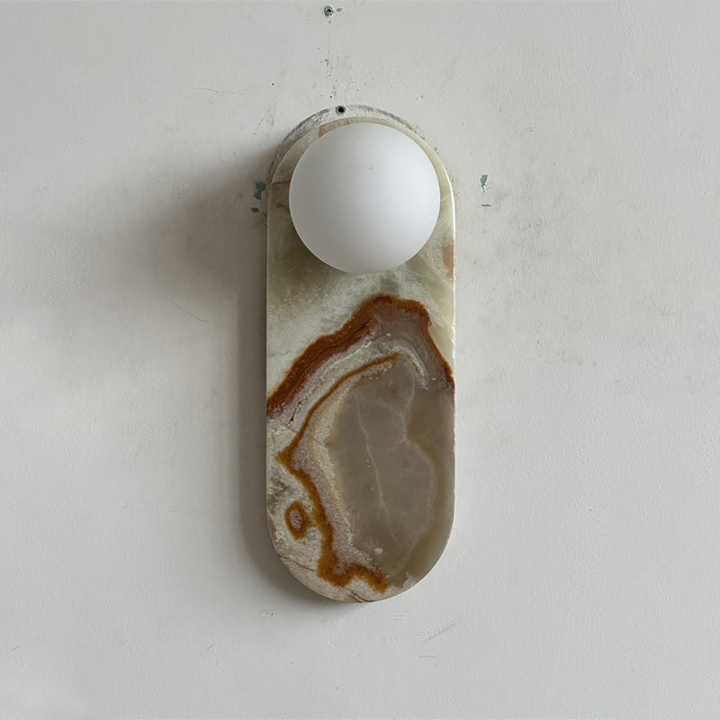 Lucie Jade Wall Lamp - Natural Stone & Glass Mid-Century Sconce