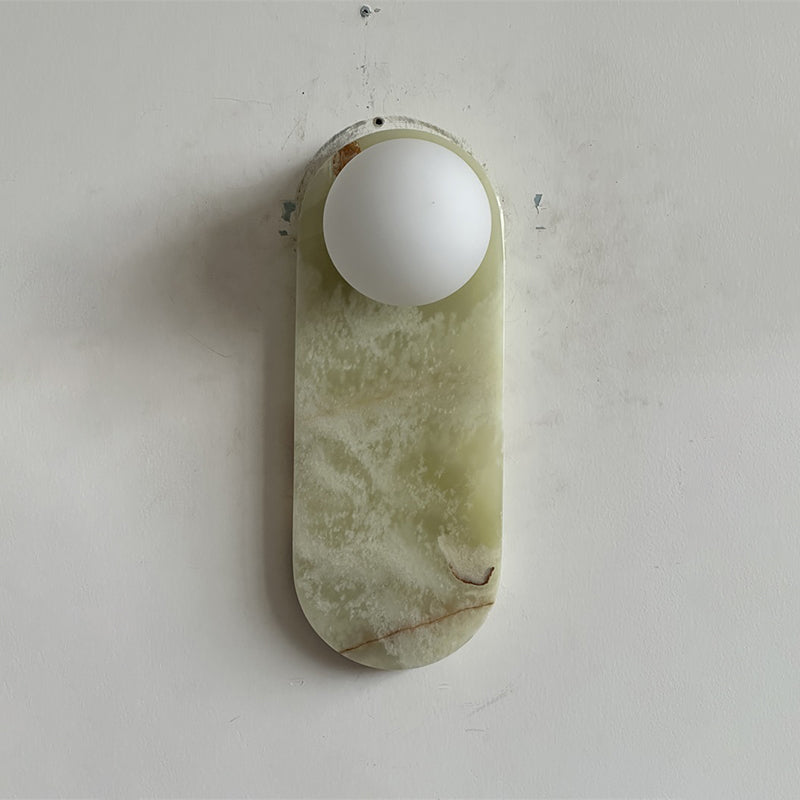 Lucie Jade Wall Lamp - Natural Stone & Glass Mid-Century Sconce