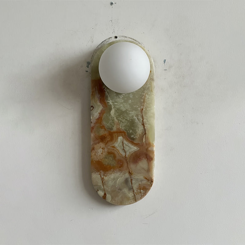 Lucie Jade Wall Lamp - Natural Stone & Glass Mid-Century Sconce