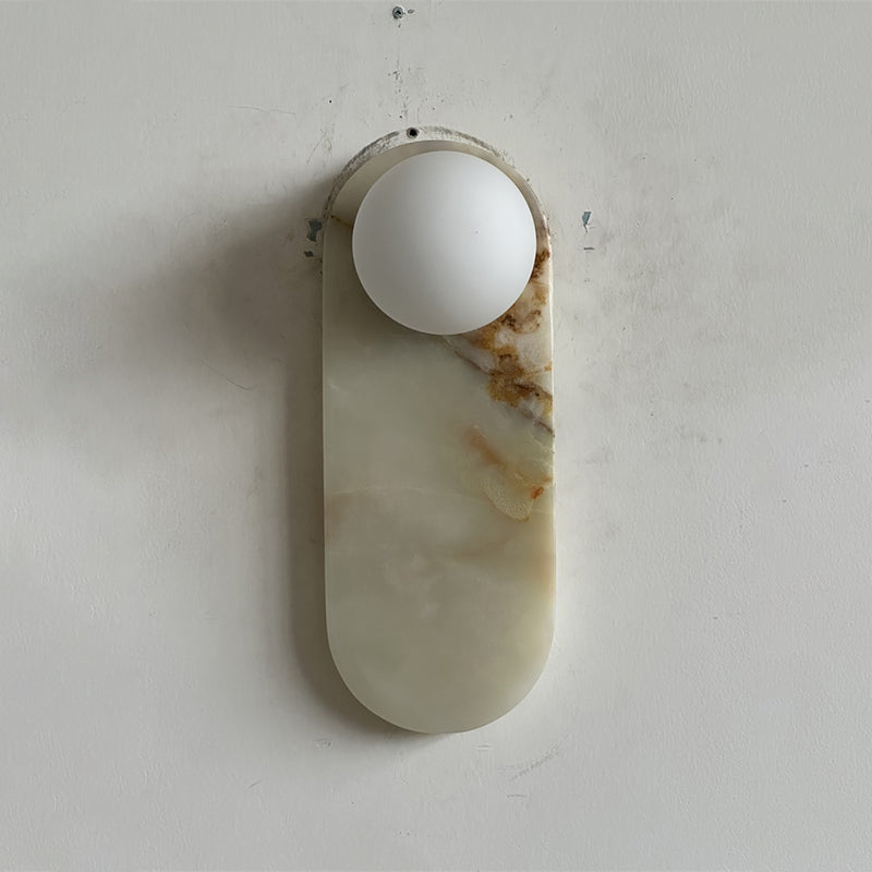 Lucie Jade Wall Lamp - Natural Stone & Glass Mid-Century Sconce