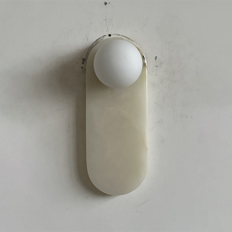 Lucie Jade Wall Lamp - Natural Stone & Glass Mid-Century Sconce