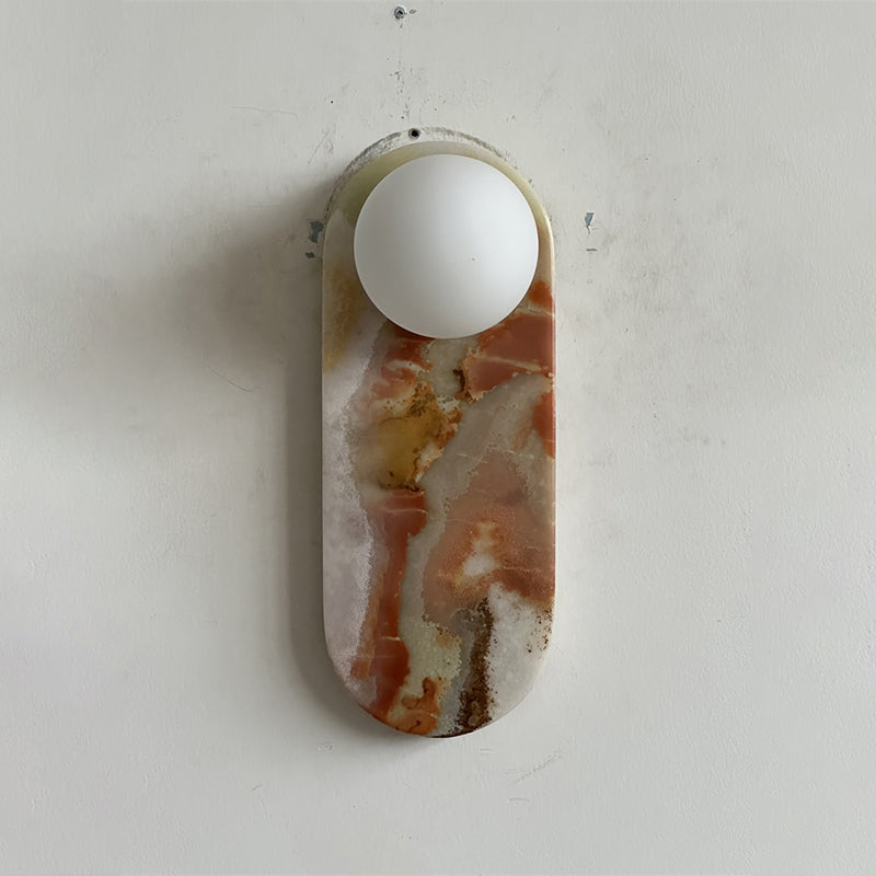 Lucie Jade Wall Lamp - Natural Stone & Glass Mid-Century Sconce