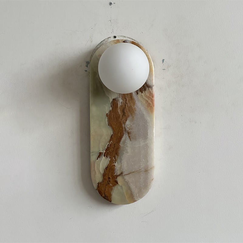Lucie Jade Wall Lamp - Natural Stone & Glass Mid-Century Sconce