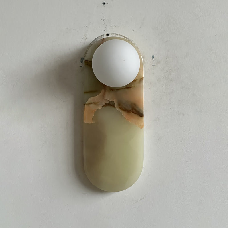 Lucie Jade Wall Lamp - Natural Stone & Glass Mid-Century Sconce