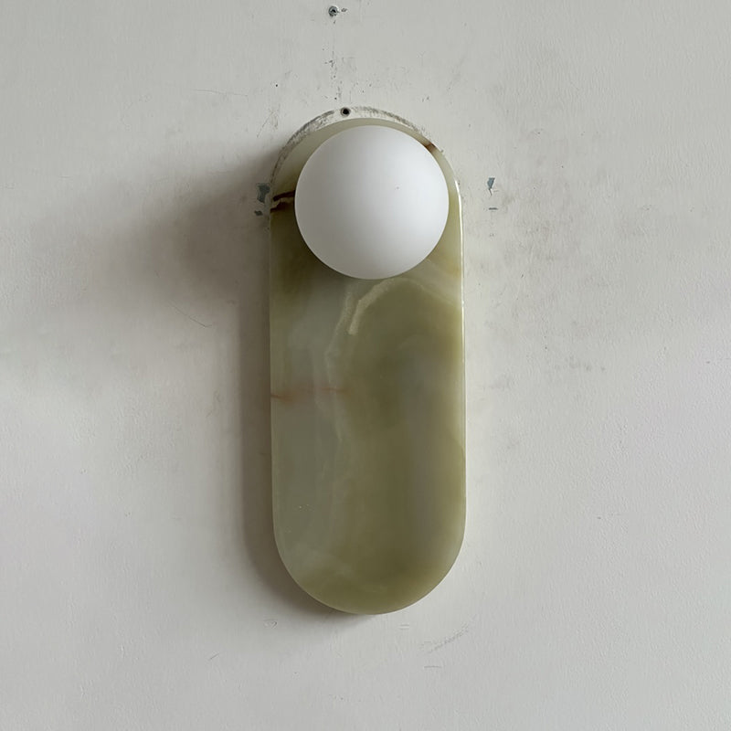 Lucie Jade Wall Lamp - Natural Stone & Glass Mid-Century Sconce