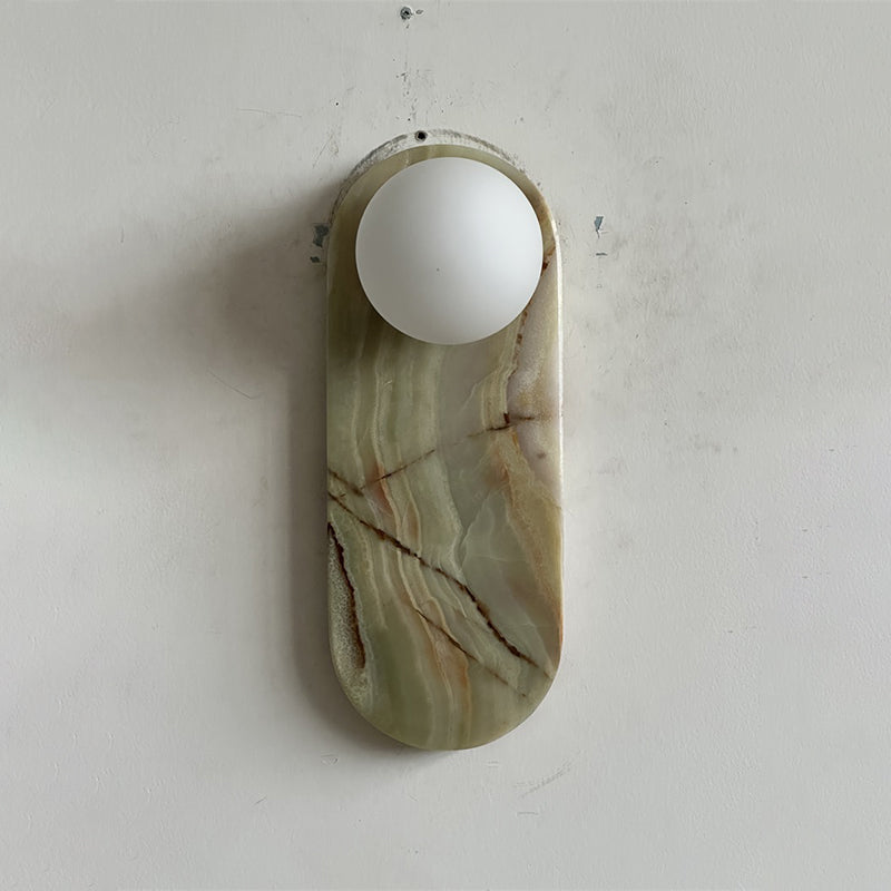 Lucie Jade Wall Lamp - Natural Stone & Glass Mid-Century Sconce