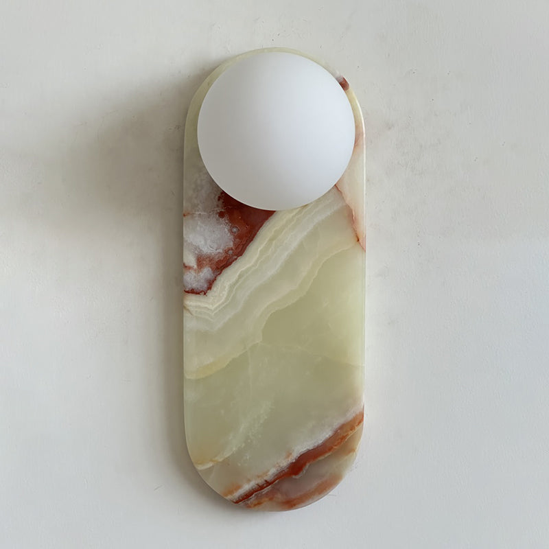 Lucie Cyan Jade Sconce - Natural Cyan Jade & Glass Mid-Century Sconce