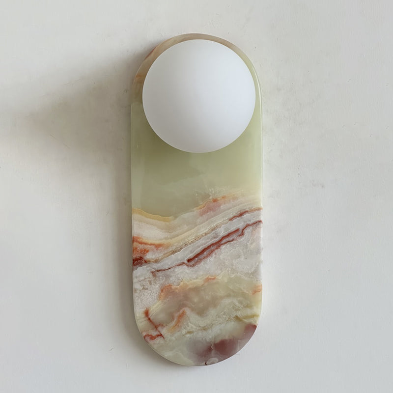 Lucie Cyan Jade Sconce - Natural Cyan Jade & Glass Mid-Century Sconce